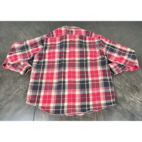 Vtg Carhart Small Red Black Plaid Button-Up Flannel Work Chore GUC - Picture 9 of 9
